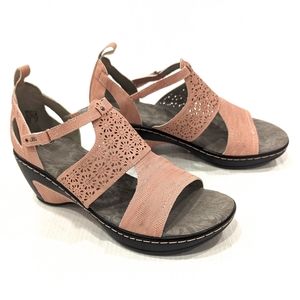 JBU By JAMBU Bonita pink perforated strappy wedge sandals
